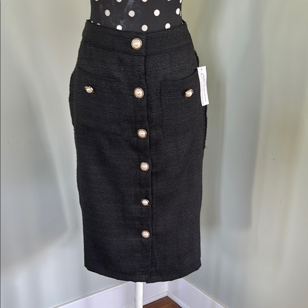 Elegant Black Button-Down Skirt